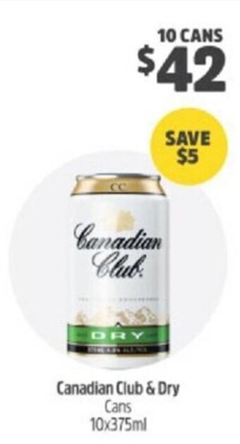 BWS Canadian Club & Dry Cans 10x375ml offer
