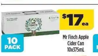 Liquorland Mr Finch Apple Cider Can 10x375ml offer