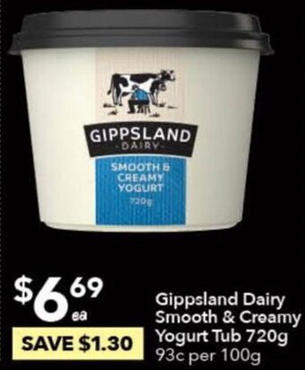 Ritchies Gippsland Dairy Smooth & Creamy Yogurt Tub 720g offer