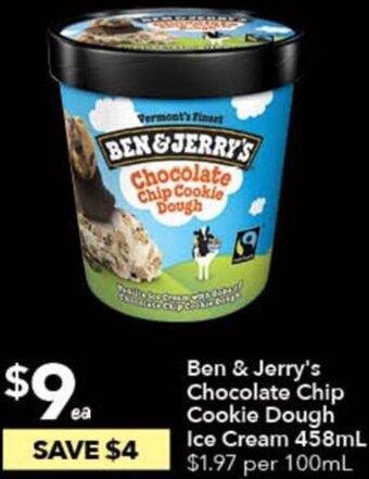 Ritchies Ben&Jerry's Chocolate Chip Cookie Dough Ice Cream 458ml offer
