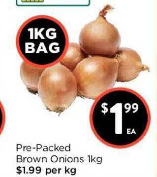 Foodworks Pre-Packed Brown Onions 1kg offer