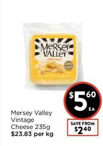 Foodworks Mersey Valley Vintage Cheese 235g offer