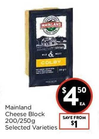 Foodworks Mainland Cheese Block 200-250g offer