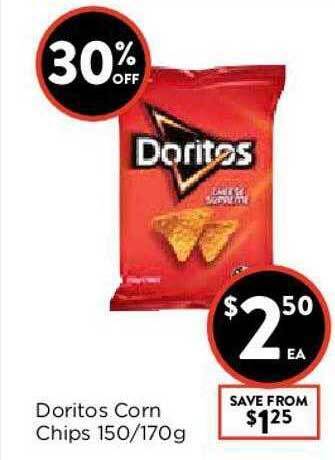 Foodworks Doritos Corn Chips 150-170g offer