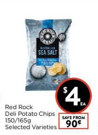 Foodworks Red Rock Deli Potato Chips 150-165g offer