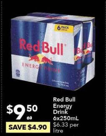 Ritchies Red Bull Energy Drink 6x250ml offer