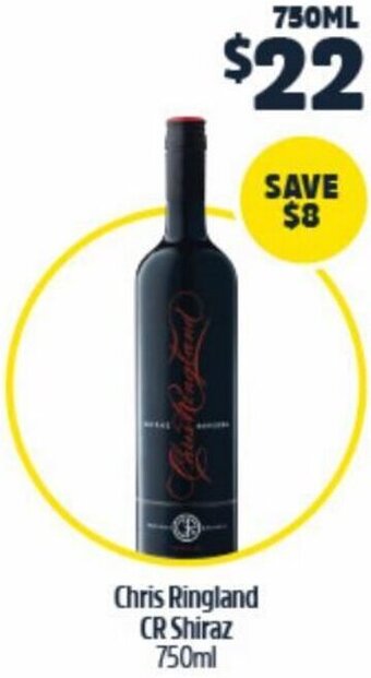 BWS Chris Ringland CR Shiraz 750ml offer