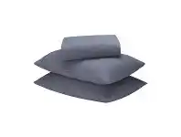 Plain Dyed Cotton Flannelette Sheet Set Blue - Queen Bed