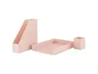 Officeworks Otto 3 Piece Plastic Desk Set Pink offer