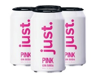 Coles Just Drinks Pink Gin Soda Cans 4x330mL offer