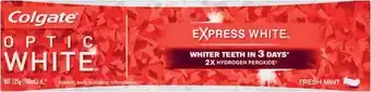Coles Colgate Optic White Express Toothpaste 125g offer