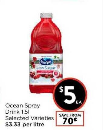 Foodworks Ocean Spray Drink 1.5L offer