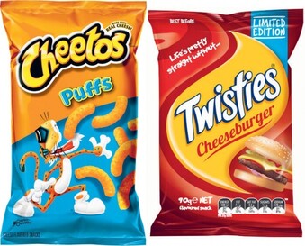 Coles Twisties, Burger Rings or Cheetos Snacks 80g-90g offer