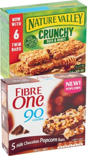 Coles Nature Valley Bars 252g or Fibre One Bars or Snacks 100g-120g offer