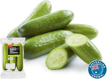 Coles Coles Australian Qukes Baby Cucumbers 250g Pack offer