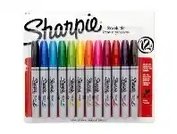Officeworks Sharpie Brush Tip Permanent Markers Assorted 12 Pack offer
