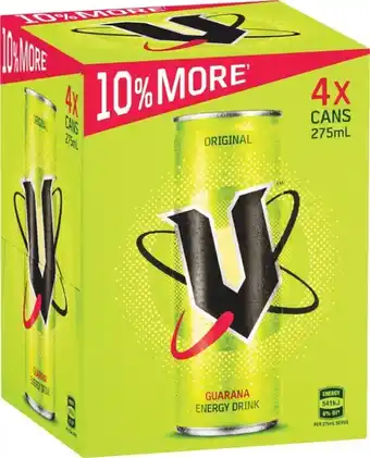 Woolworths V Energy Drink 4 x 250-275ml offer