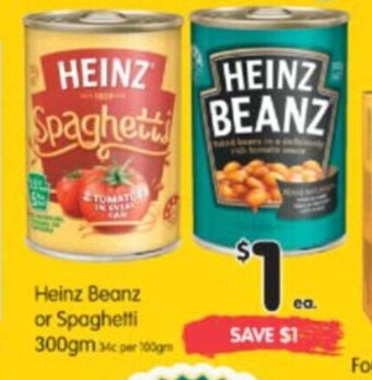 Spar Heinz Beanz or Spaghetti 300gm offer