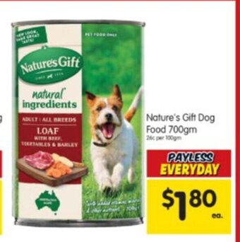 Spar Nature's Gift Dog Food 700gm offer