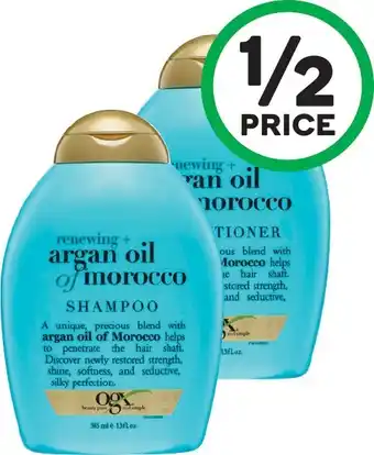 Woolworths OGX Renewing Argan Oil of Morocco Shampoo or Conditioner 385ml offer