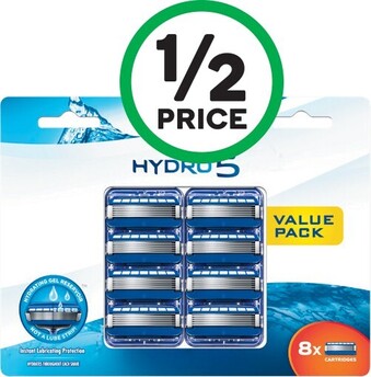Woolworths Schick Hydro 5 Blades with Gel Pk 8 offer