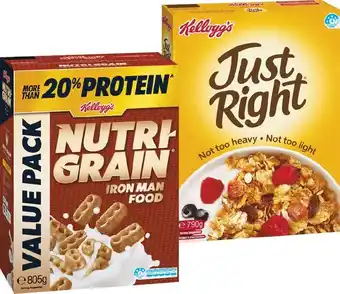 Woolworths Kellogg's Nutri­-Grain 805g, Just Right Original 790g or Froot Loops 500g offer