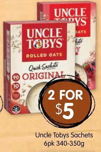 Spudshed Uncle Tobys Sachet 6pk 340-350g offer