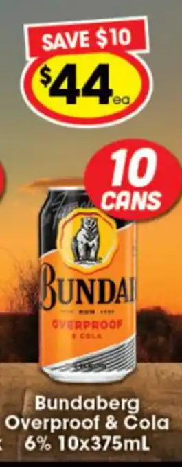 Ritchies Bundaberg Overproof & Cola 6% 10x375ml offer