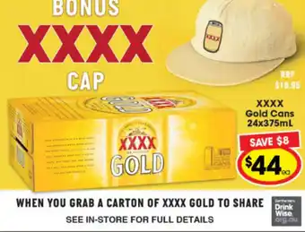 Ritchies XXXX Gold Cans 24x375ml offer