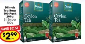 Dilmah Tea Bags 100 Pack 200g