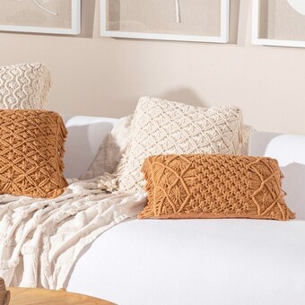 Pillow Talk Macrame Square Cushion by Habitat offer