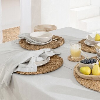Pillow Talk Pelham Grey Cotton Table Linen Range by Habitat offer