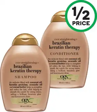 Woolworths OGX Brazilian Keratin Therapy Shampoo or Conditioner 385ml offer
