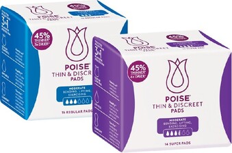 Woolworths Poise Thin & Discreet Pads Pk 12­-16 offer