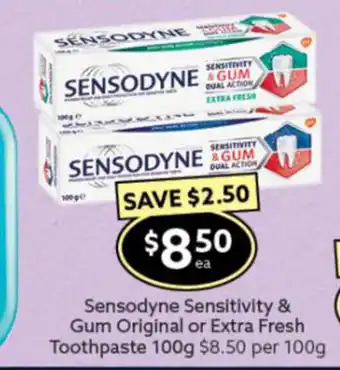 Sensodyne Sesitivity & Gum Original or Extra Fresh Toothpaste 100g