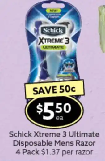 Ritchies Schick Xtreme 3 Ultimate Disposable Mens Razor 4 Pack offer