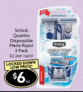 Ritchies Schick Quattro Disposable Mens Razor 3 Pack offer