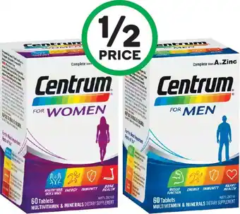 Woolworths Centrum for Women or Men or 50+ Multivitamin Pk 60~ offer