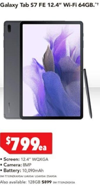 Harvey Norman Galaxy Tab S7 FE 12.4" Wi-Fi 64GB offer