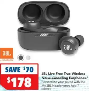Harvey Norman JBL Live Free True Wireless Noise-Cancelling Earphone offer