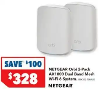 Harvey Norman Netgear Orbi 2-Pack AX1800 Dual Band Mesh Wi-Fi 6 System offer