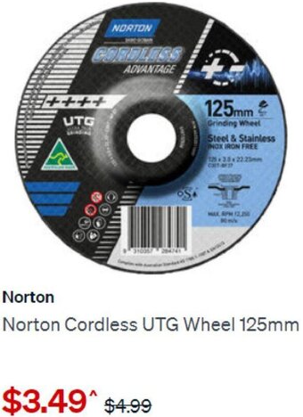 SuperCheap Auto Norton Cordless UTG Wheel 125mm offer