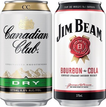 IGA Canadian Club & Dry or Jim Beam & Cola 4.8% 24 Pack Cubes offer