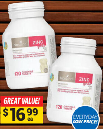 Cincotta Chemist Bio Island Zinc For Kids 120 Chewable Tablets offer