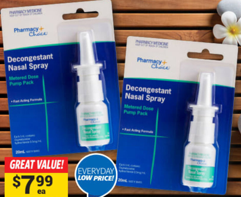 Pharmacy Choice Decongestant Nasal Spray 20ml offer at Cincotta Chemist