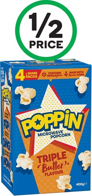 Woolworths Poppin Microwave Popcorn 400g offer