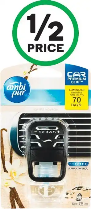Woolworths Ambi Pur Premium Clip Car Air Freshener Vanilla Voyage 7.5ml offer