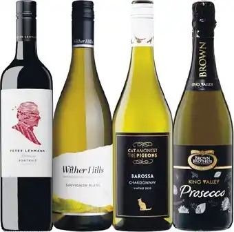 Peter Lehman Portrait, Wither Hills Sauvignon Blanc, Cat Amongst The Pigeons Chardonnay OR Brown Brothers Prosecco NV 750ml