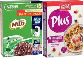 Coles Uncle Tobys Plus 705g-820g or Nestlé Milo Cereal 700g offer