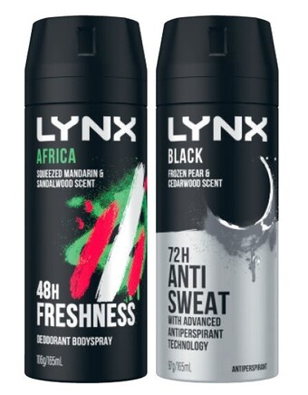 Coles Lynx Body Spray or Antiperspirant Deodorant 165mL offer